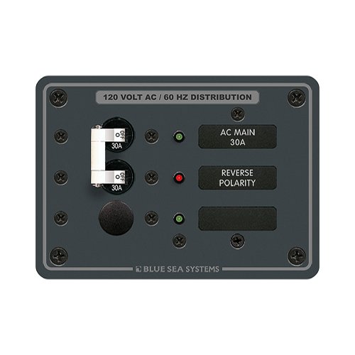 Blue Sea Systems 8029 PANEL AC TOGGLE/1 BLANK Traditional Metal Panel - AC Main + 1 Positions