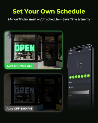 Image of 50 inchx17 inch Large LED Open Sign with Remote and Bluetooth App, Super Bright Open Signs for Business, Dimmable Big Open Sign for Storefront Window Bar Salon Cafes Retail Shops Green