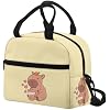 Capybara Lunch Bag for Toddler Girls Bubble Tea Lunch Box with Adjustable Shoulder Strap Insulation Cooler Bag with Zipper Pocket for Elementary School Students Travel Hiking Outdoor