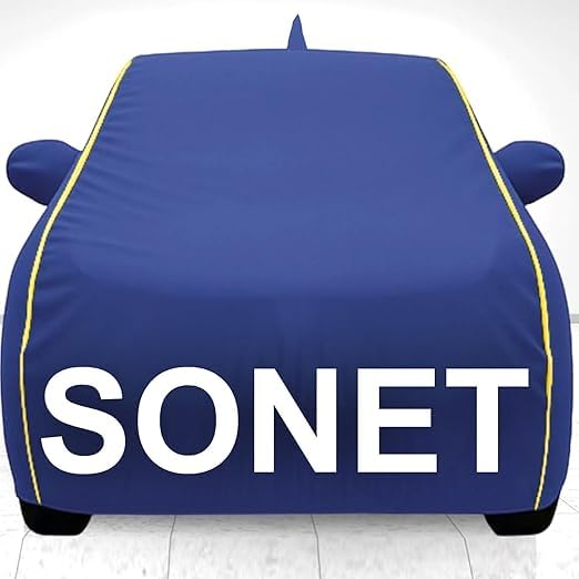 Image of Avecrew Waterproof Car Cover with Cotton Lining & Heavy Buckle (Blue, Sonet New)