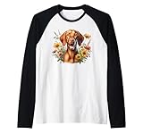Vizsla Hund Sommer Wildblumen Kunstwerk Raglan