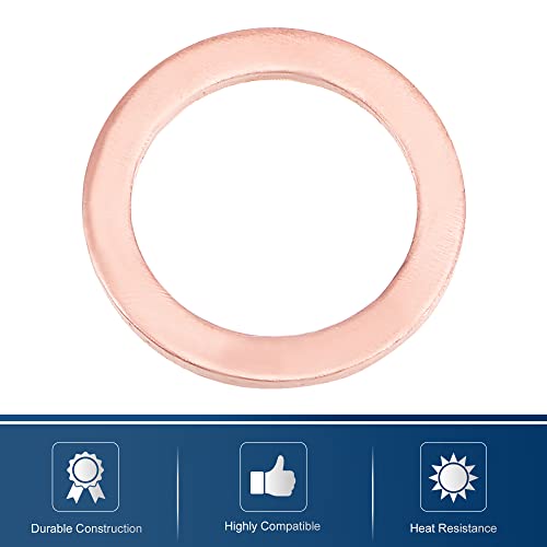 sourcing map 10 Stück 16 mm x 22 mm x 1,5 mm Kupfer Unterlegscheiben für Schraubenbolzen
