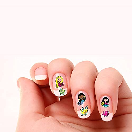 Tatodays NAIL-VARS Mermaids Nail Stickers Turltes Fish Sea Cute Kids Fake Art Finger Nails Stickers Girls Decal Kit Transfer Set Birthday Party Bags Children Stocking Filler Gift thumb #3