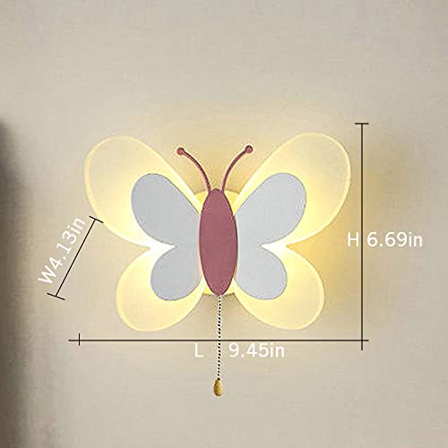 Ledholyt Modern Led Decoration Wall Light For Children's Room,Dimmable 3D Butterfly Wall Lamp For Kids Bedroom Hallway, Creative 17W Wall Mounted Acrylic Warm White Night Light Living(Pink+White) #TOP5
