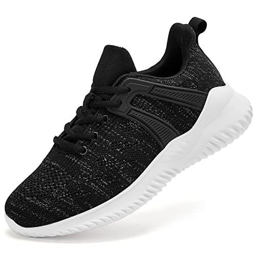 Dageki Womens Tennis Shoes Lightweight Walking Running Non-Slip Comfortable Fashion Sneakers Mixblack Size 9.5