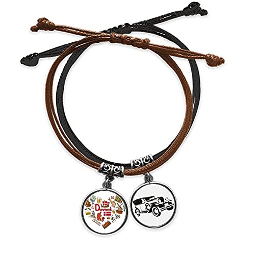 Bracelet Danemark Amour Coeur en cuir tressé et finitions artisanales