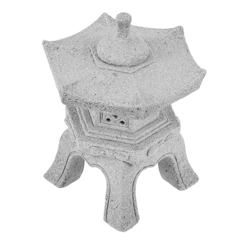 NULYLU Mini Pagoda Stone Lantern for Zen Garden and Aquarium Hexagonal Pavilion Sculpture with Detachable Top for Light Bead Outdoor Micro Landscape Decoration for Patio Bonsai and