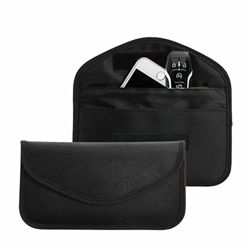 ZCMMF 2 PCS Faraday Bag RFID Signal Blocking Bag Shielding Pouch Wallet Case for Cell Phone Privacy Protection and Car Key FOB, Anti-Tracking Anti-Spying Black