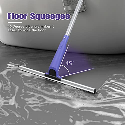 Zubulun Window Squeegee With 2 Microfiber Pads, 60 Inches Long Handle Rubber Floor Squeegee Broom For Cleaning Concrete Tile Car Windshield Glass Shower Home Garage Indoor Outdoor #TOP2