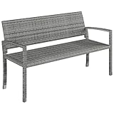 STEELSØN Mirador Gartenbank 3 Sitzer grau – Sitzbank Outdoor aus Polyrattan – Balkonbank wetterfest – Rattanbank mit ergonomischer Lehne –...