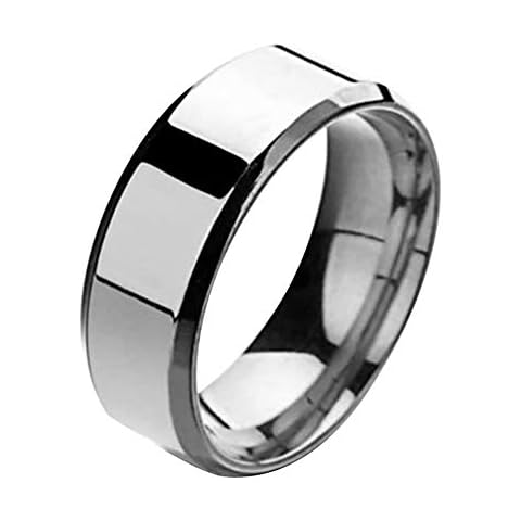 Wintefei Fashion Simple Unisex Lovers Stainless Steel Mirror Finger Rings Jewelry Gifts - Silver US 8 Cover