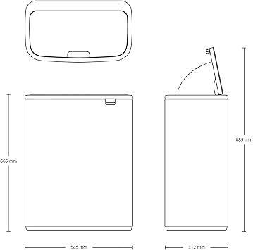 Brabantia Bo Touch Kitchen Bin 60L | XXL Soft-Touch Rubbish Bin with Inner Bucket | Space-Saving Flat Back Bin for Kitchen | Stylish Waste Solution | Confident Grey