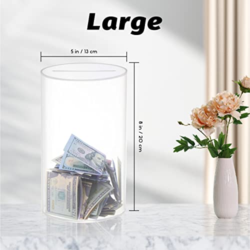 Dmtinta Clear Piggy Bank For Adults Kids Must Break To Open Acrylic Adult Piggy Bank For Saving Money Size 8" H×5" D Unopenable Money Saver Jar For Boys Girls Money Saving Box For Bill Cash Coin #TOP1