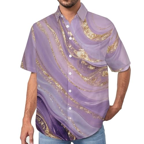Chemise décontractée manches courtes homme motif marbre boutonné en bas