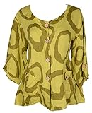  Italy Donna Damen Sommer Lagenlook Leinen Jacke Bolero Blazer 42 44 46 48 50 52 54 M L XL XXL 3XL zum Kleid Urlaub Strand Grün Print (52)