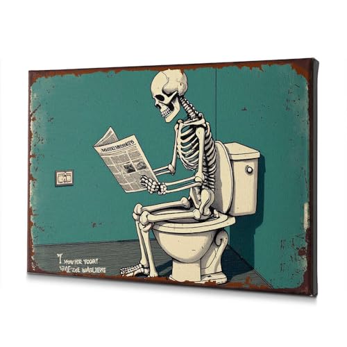 Toile murale squelette PKRD pour décoration de salle de bain design rétro 20x30 cm