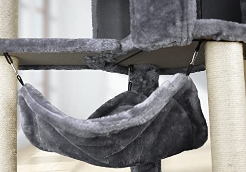 YUNIQUE Cat Tree with Cat Condo and Big Hammock, Grey by YUNIQUE - Image 3