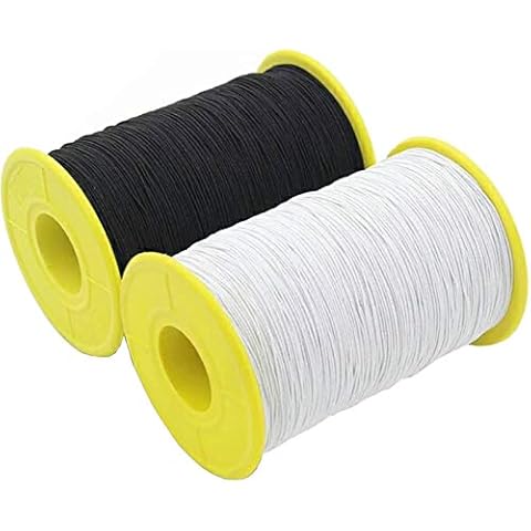 TIHOOD 2PCS 0.5mm Thickness 547 Yard Elastic Thread (Black and White) Cover
