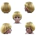 NEWPECK Girls Golden Mushroom Wig Short Bob Wig With Bangs Blonde Bowl Cut Wig Cap For Women