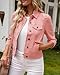 Vetinee Women Jacket Shacket For Women Womens Denim Jacket Womens Shacket Jacket Pink Cropped Jacket Pink X-Large Size 16 Size 18
