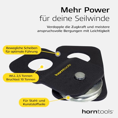 horntools Umlenkrolle für Seilwinden bis 9000lbs/4082 kg - Geeignet für Stahlseile & Kunststoffseile bis zu 11 mm Durchmesser - Extra Starke Bergehilfe - Offroad Getestet