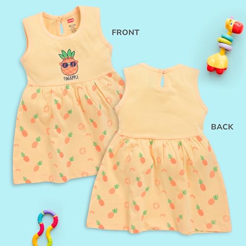 Image of LuvLap Baby Girl 100% Cotton Sleevless Girls Frock Pack of 3