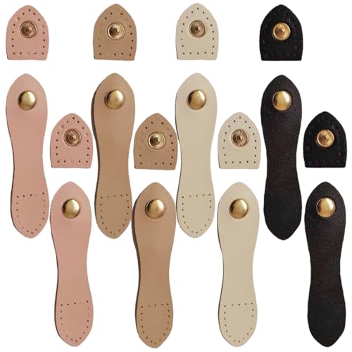 MIRKUZI Hebillas Juego de 8 Botones a Presión de Cuero para Bolsos, Correas con Cierre de Ganchillo (Blanco, Rosa, Negro y Caqui)