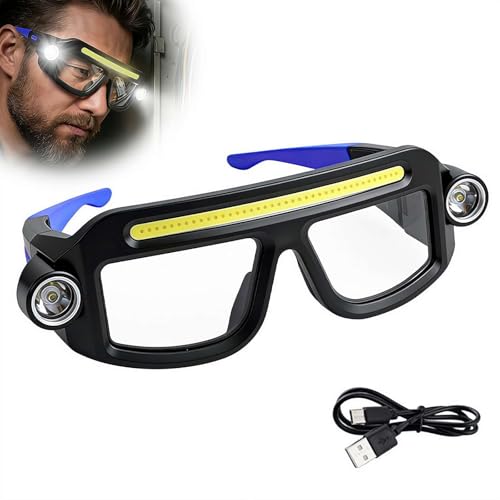 Safety Glasses with Light,Rechargeable Headlight Glasses with Touch Control