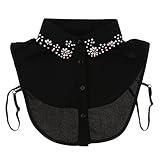 DuskHaven Cuello Desmontable para Mujer con Solapa Accesorio de Gasa Y Pedrería Choker Removible Y Blusa Fácil de Ajustar Adecuado para Fiestas, Blanco 2