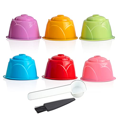 Cápsulas de café, 6pcs/Set Plástico Reutilizable Recargable Filtro de Café Cápsula Taza para Dolce Gusto - Multicolor Cover