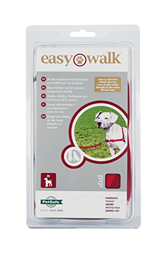 PetSafe Easy Walk-Geschirr, Anti-Zieh-Hundegeschirr, Verringert Würgen und Husten, Mit 1,8 M Leine, Größe L, Rot