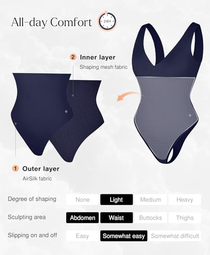 Image of Popilush Shapewear Bodysuit Plunge Deep V Neck Backless Going Out Tank Tops