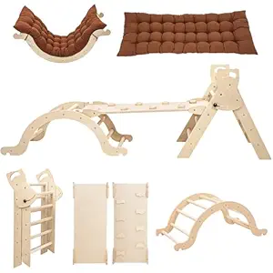 INNOPLAY - Climbing Toys for Toddlers, Jungle Gym, Pikler Triangle Set with Cushion, Bow and Slide, 6 in 1 Montessori Climbing Game, Gym for Kids Ages 1-5