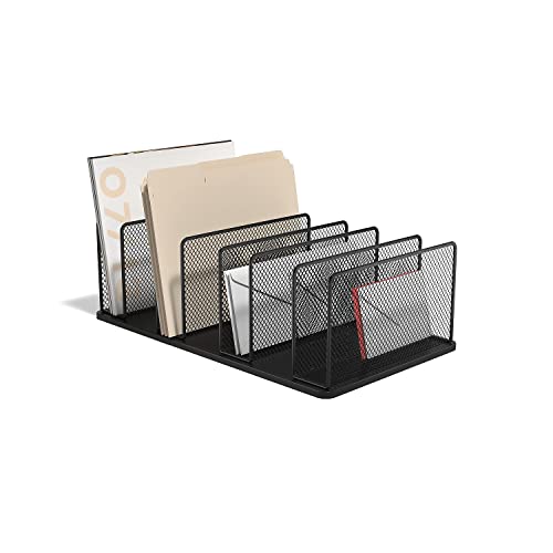 TRU RED 7-Compartment Wire Mesh File Organizer, Matte Black, 2/Pack (TR57552-CCVS)