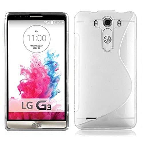 Cadorabo Hülle kompatibel mit LG G3 Schutzhülle TPU Silikon Hülle S-Line Design Slim Kratzfest Weiche Gummi mit R&umschutz Hülle Hülle für LG G3 in Transparent