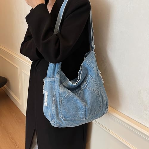 Teclado Denim Messenger Bag Casual Crossbody Chic Shoulder Bag Travel Daypacks2