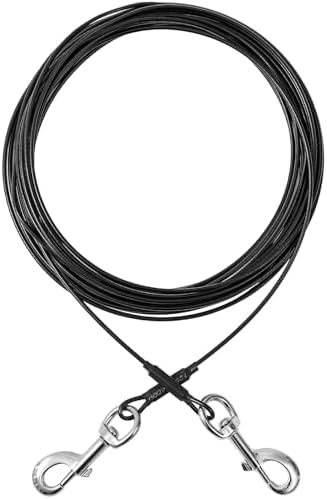 Mi Metty Tie-Out Leinen für Hunde,3/6/9/15m Kausichere Hundeleinen,Tie Out Cables Hofleine Für mittlere bis große Hunde (Schwarz(3.3mm), 10ft(3M)（for Small Dogs）)