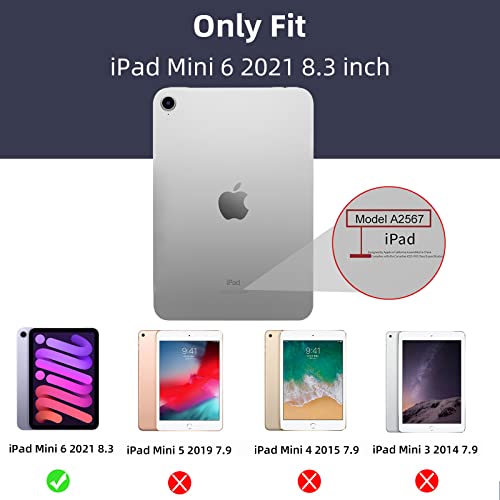 Akkerds Compatible For Ipad Mini 6 Case 2021 8.3 Inch With Pencil Holder, [Auto Wake/Sleep][Soft Tpu Back], Trifold Stand Protective Cover Compatible For Ipad Mini 6Th Generation Case, Navy #TOP1