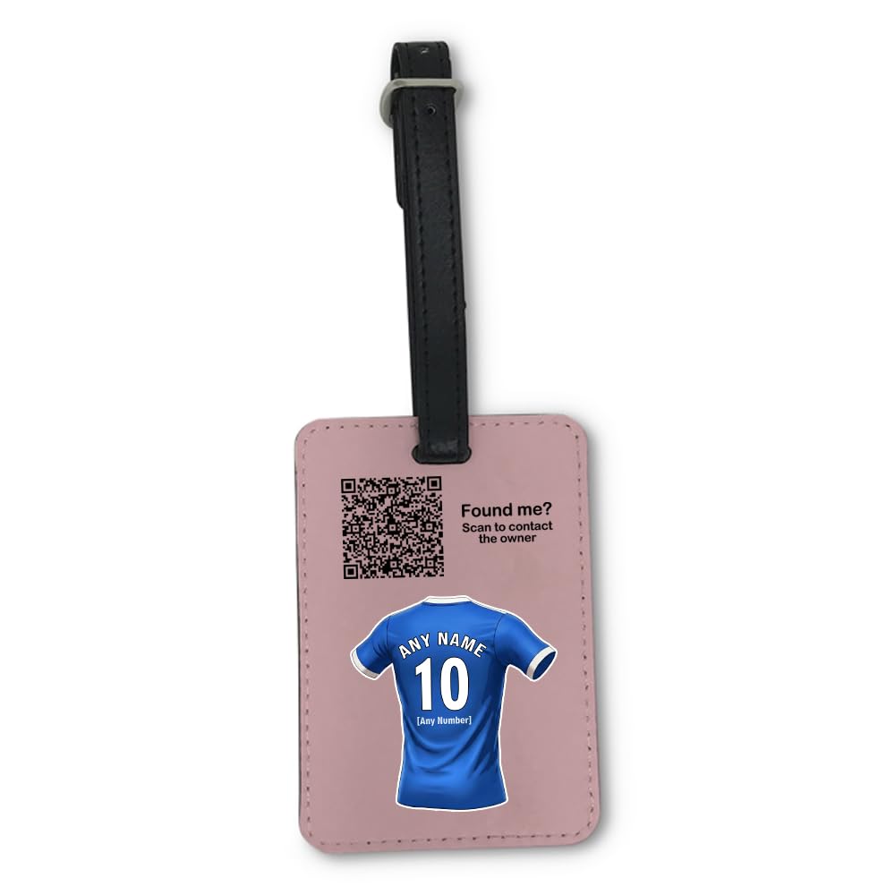 UNIGIFT Personalised Gift - Ipswich Fan Pink Luggage Tag (Blue Football Jersey Design) Custom Name Baggage Suitcase Bag - Suffolk IP1 Club