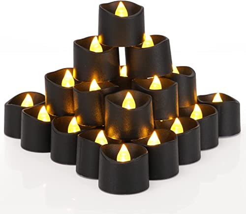 Homemory 24-Pack schwarze Teelichter Kerzen batteriebetrieben,...