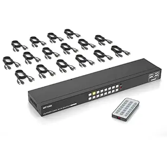 MT-VIKI 4K 16-Port HDMI KVM Switch with Rack Mount and Cables
