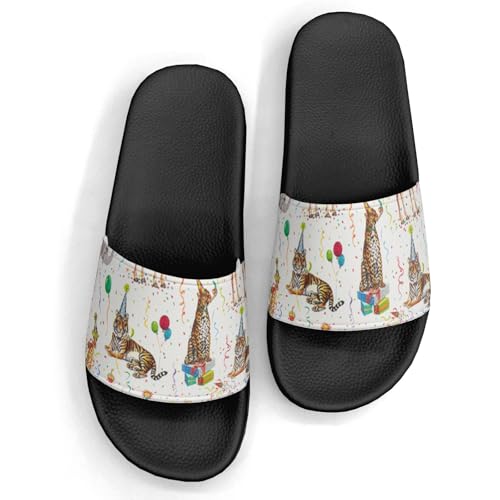 Pitovozu Leopard Paw Print Slippers for Women Men Comfotable Sandals Non Slip Home Bedroom Pool Shower Outdoor Slide Slippers