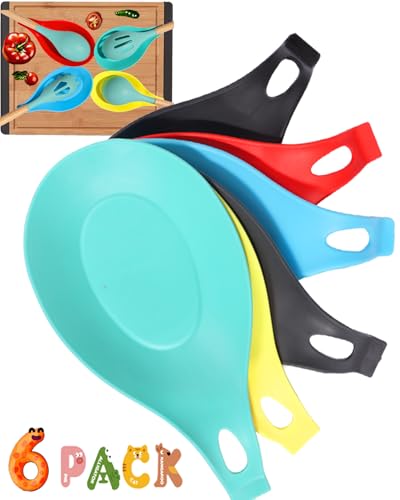 HORNYPOOT 6 Pack Silicone Spoon Rest for Stove Top, Kitchen