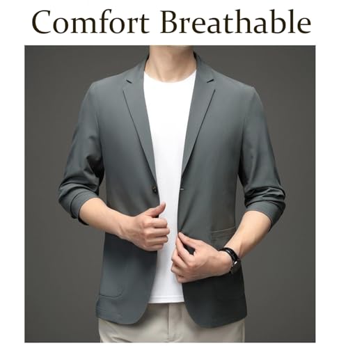 Kyayu Jacket, Men's Light Summer Suit Jacket, Casual Ice Silk Cool Suit Jackets, Soft Wrinkle Free Breathable Slim Fit2