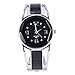 ELEOPTION Women’s Bangle Watch Bracelet Design Quartz Watch with Rhinestone Round Dial Stainless Steel Band Wrist Watches Free Women's Watch Box (XINHUA-Black)