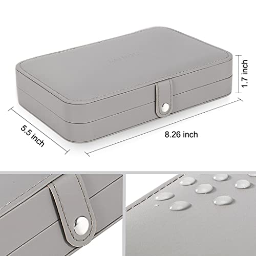 Landici Small Jewelry Box For Women Girls, Pu Leather Travel Jewelry Organizer Case, Portable Jewellery Storage Holder Display For Ring Earrings Necklace Bracelet Bangle Watch Men Kids Gift, Grey #TOP5