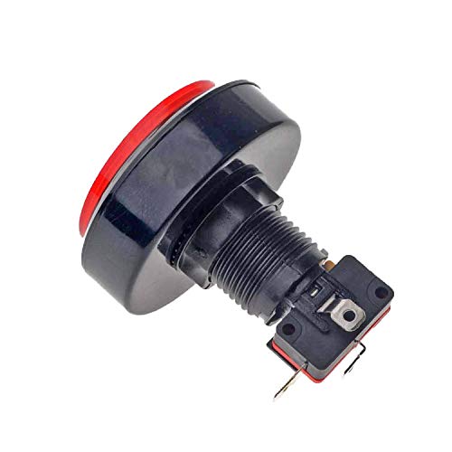 ALLPARTZ 12V 60mm flat Button Red LED Joystick Illuminated Self-resetting Push Button Switch for DJ Game DIY Button Accessories Game Console Button Black Border Plastic Button Switch with LED