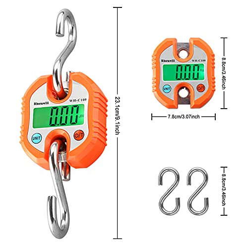 Rhorawill Luggage Scales Digital Kitchen Scales Luggage Scales Crane Scales Digital With Hooks, Portable Hanging Scales With Display (Orange)… #TOP1