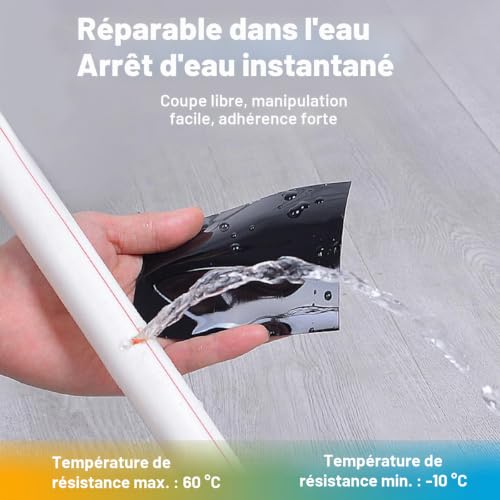 Rusoz Ruban De Réparation Sous-marin,Bande Etancheite Autocollante Noir Ruban Adhesif Reparation Piscine 1,5mx5cm Pour La Réparation Des Fuites Des Conduites D'eau De Piscine Et De Jardin – vue 5
