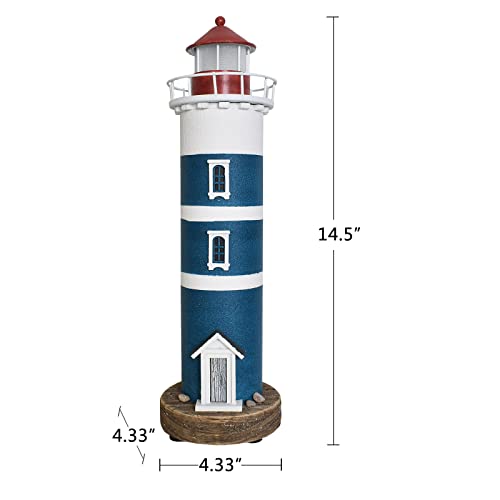 Aecipl Wooden Lighthouse with Lights Nautical Tabletop Figurine Beach Themed Ornaments - Lighted Tower Light Wood Home Décor Party Decoration (Blue) by Aecipl - Image 5